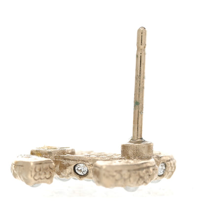 Chanel Pearl Crystal CC Earrings Light Gold 5 of 7