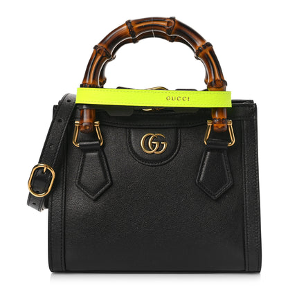 Gucci Wonka Grain Calfskin Mini Diana Tote Bag Black Yellow Fluo 1 of 9