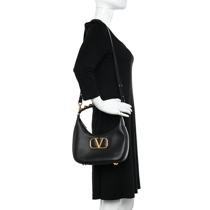 Valentino Garavani Calfskin Stud Sign Zip Hobo Black 2 of 9