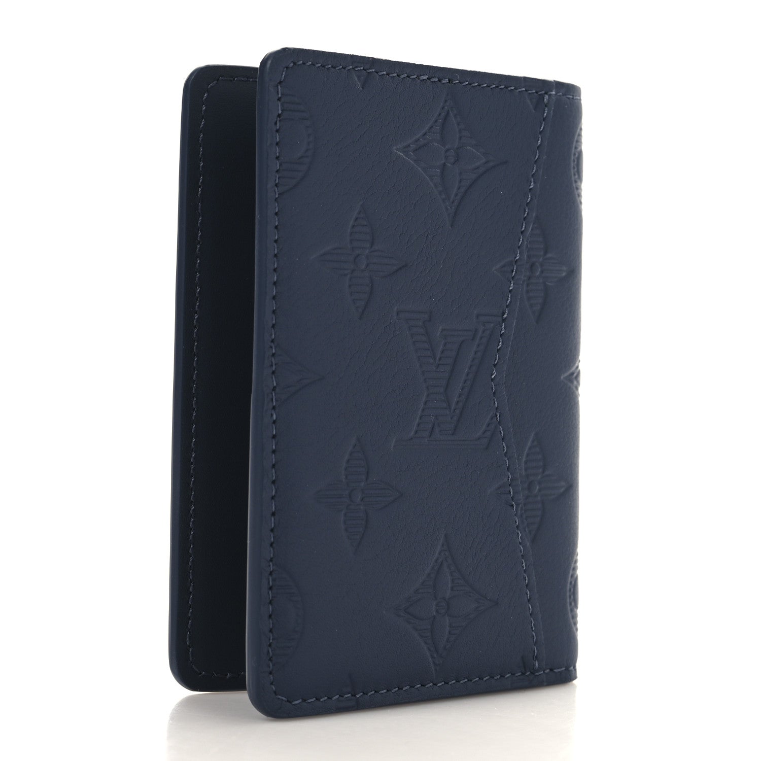 Louis Vuitton Calfskin Monogram Shadow Pocket Organizer Navy Blue 3 of 6