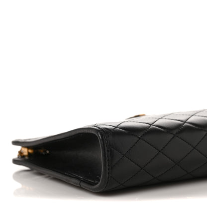 Saint Laurent Lambskin Quilted Monogram Baby Victoire Chain Clutch Bag Black 7 of 8