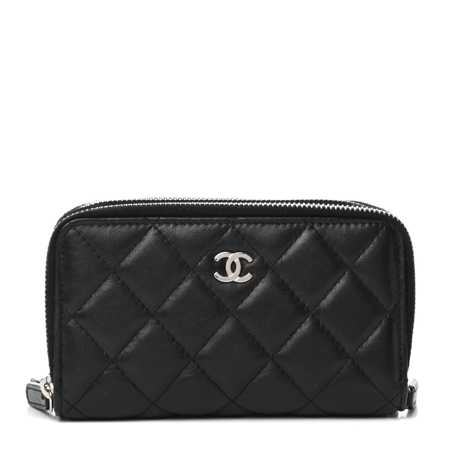 Chanel Lambskin Quilted Triple Zip Wallet Black 1 of 8