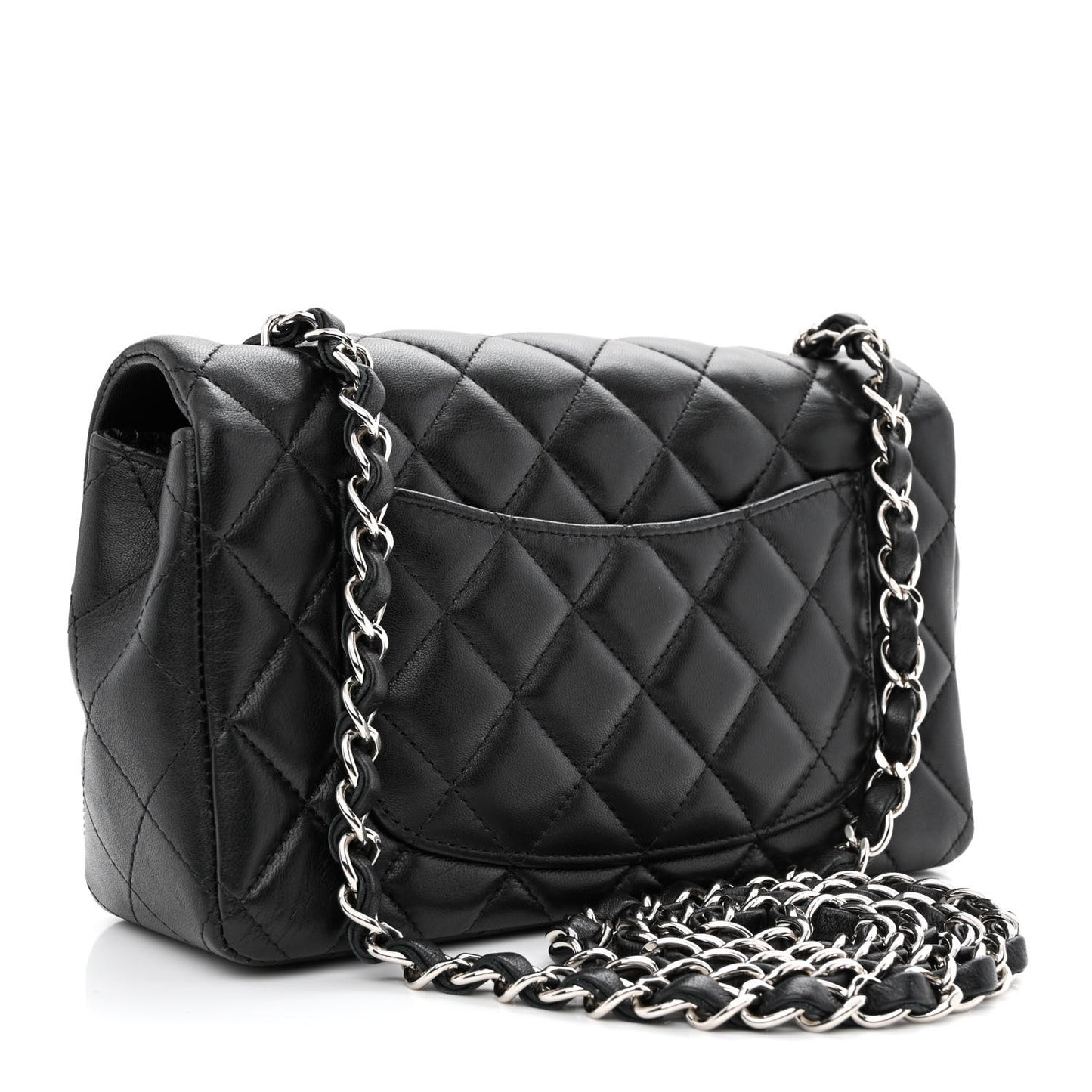 Lambskin Quilted Mini Rectangular Flap Black