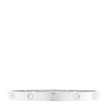 Cartier 18K White Gold 4 Diamond Love Bracelet 19 1 of 9