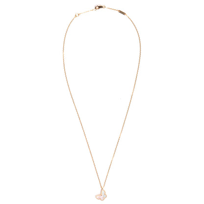 Van Cleef & Arpels 18K Yellow Gold Mother of Pearl Sweet Alhambra Butterfly Pendant Necklace 3 of 8