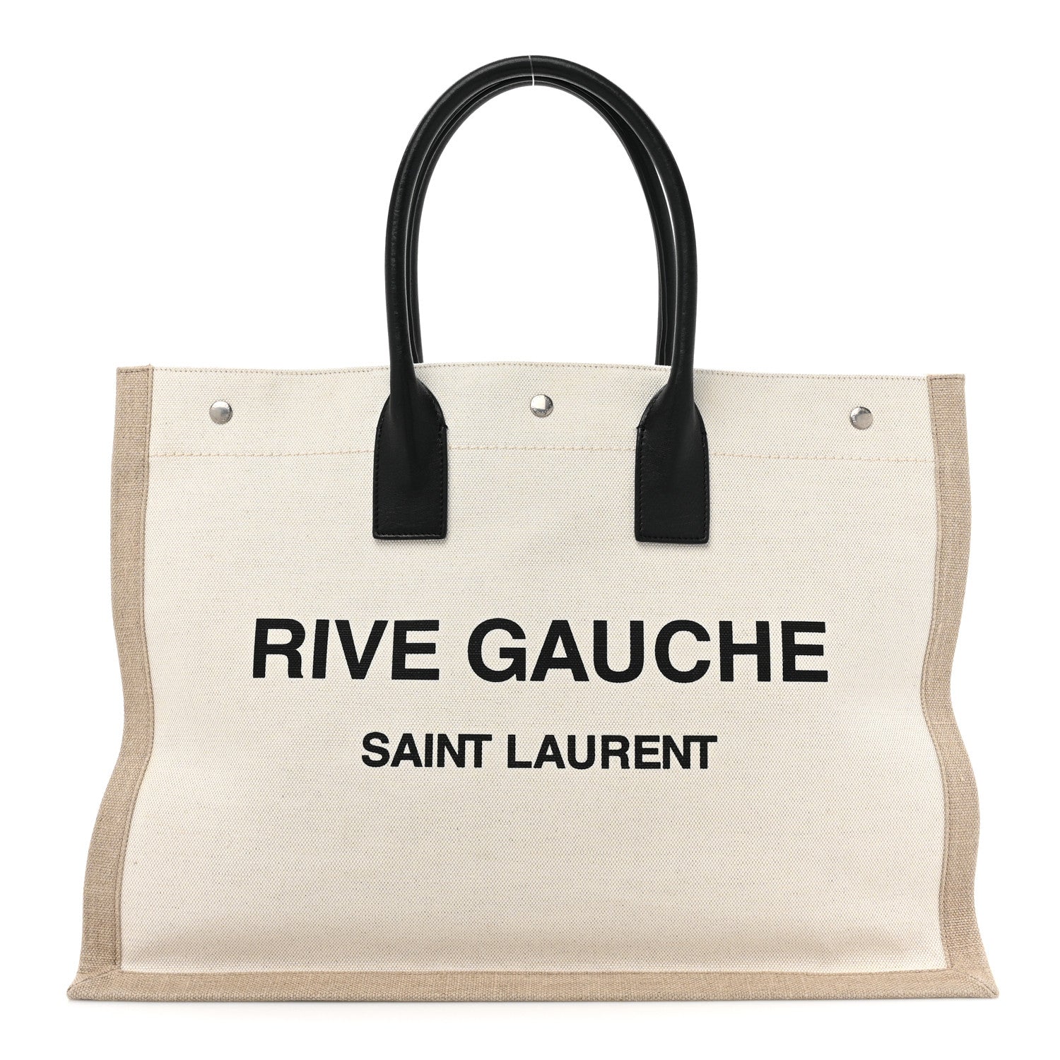 Saint Laurent Linen Calfskin Rive Gauche Tote Optic White 1 of 12