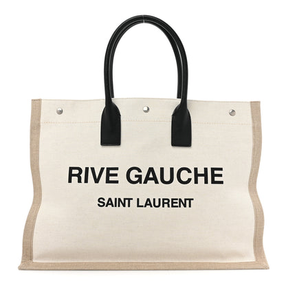Saint Laurent Linen Calfskin Rive Gauche Tote Optic White 1 of 12
