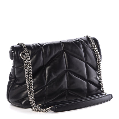 Saint Laurent Lambskin Quilted Small Loulou Puffer Monogram Chain Satchel Black 3 of 15