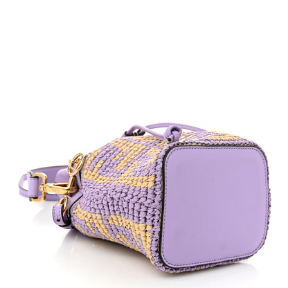 Fendi Raffia Vitello Seta F is Fendi FF Woven Mini Mon Tresor Bucket Bag Anemone Natural 4 of 10