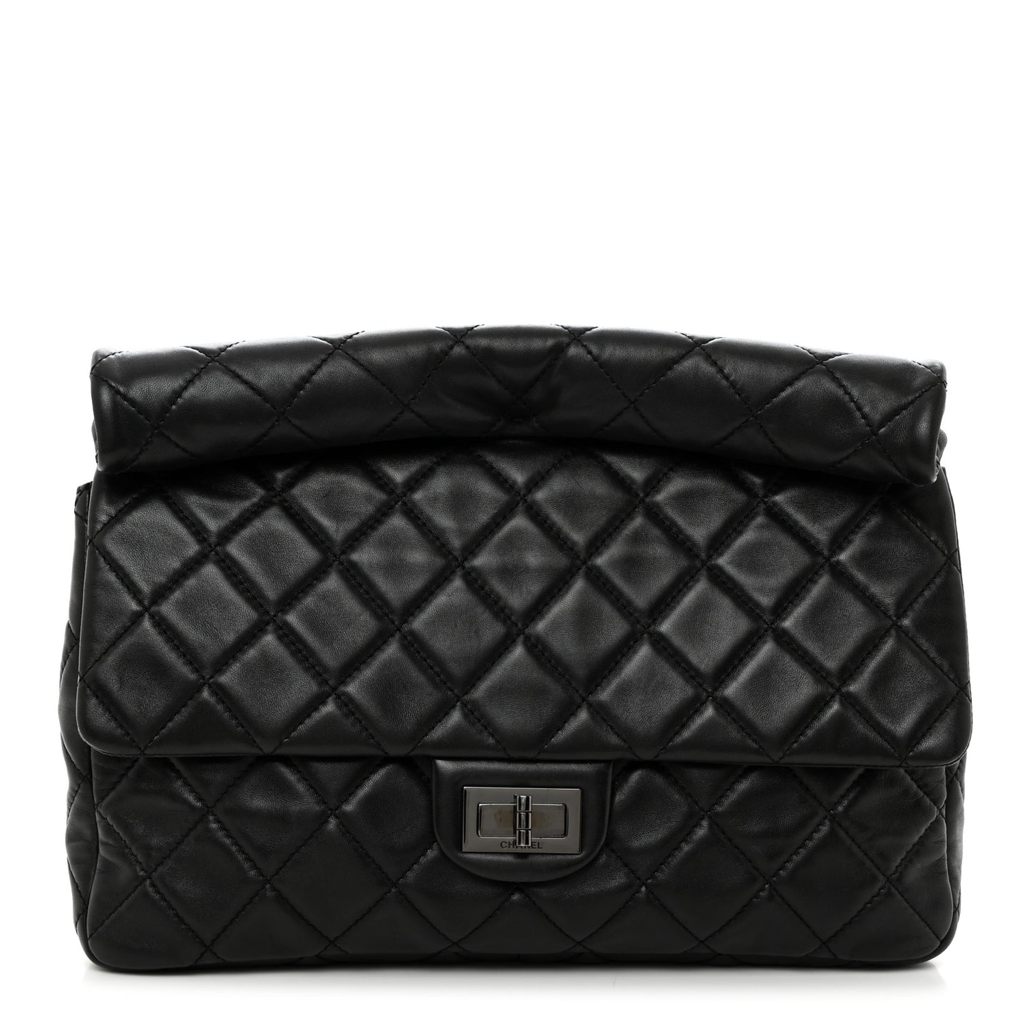 Lambskin Quilted Jumbo Roll 2.55 Reissue Clutch Black