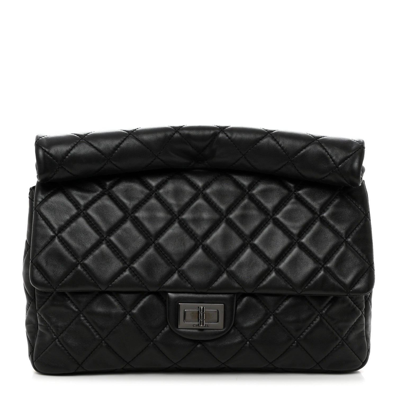 Chanel Lambskin Quilted Jumbo Roll 2.55 Reissue Clutch Black 1 of 11