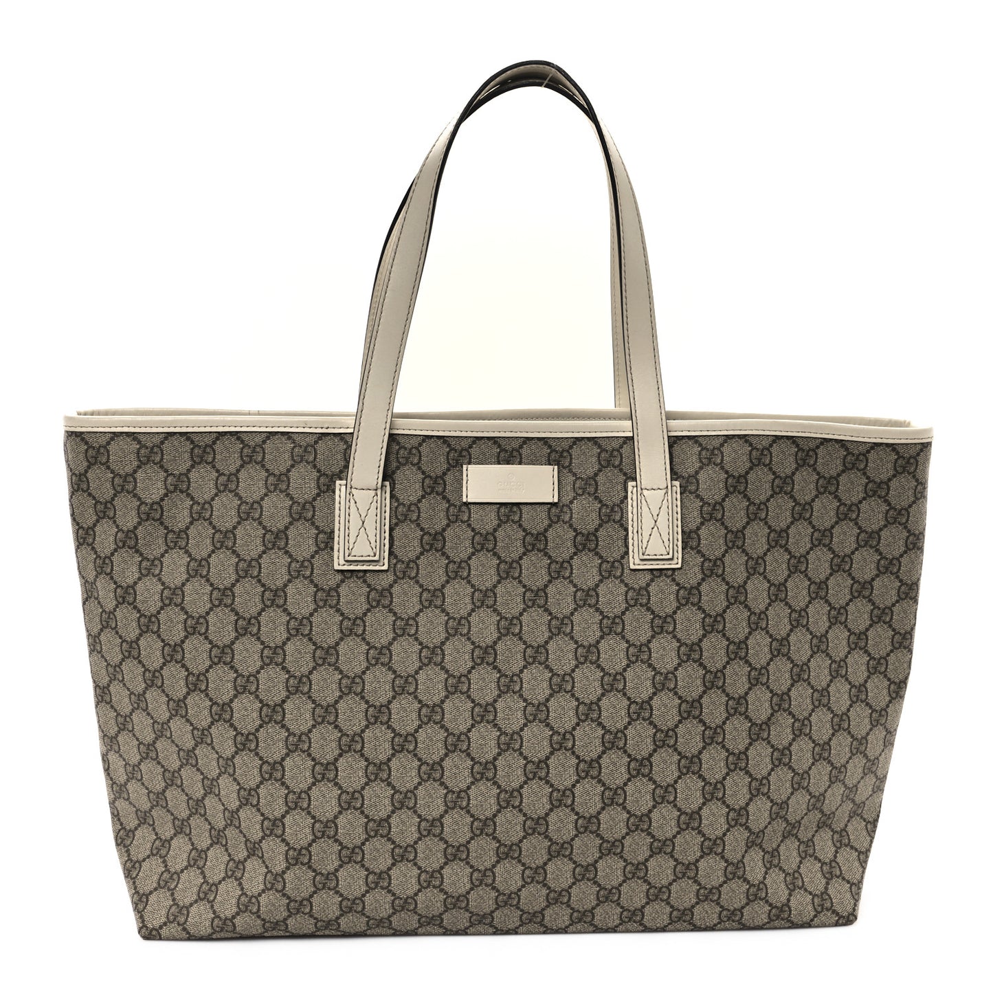 GG Supreme Monogram Large Zippered Shopping Tote Off White