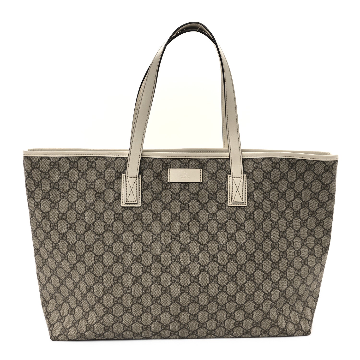 Gucci GG Supreme Monogram Large Zippered Shopping Tote Off White 1 of 10