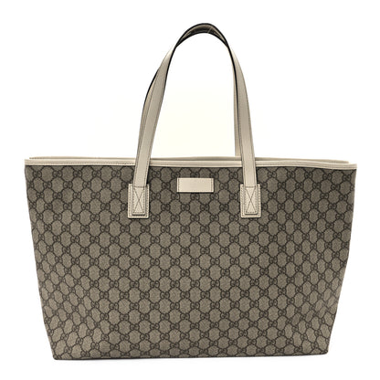 Gucci GG Supreme Monogram Large Zippered Shopping Tote Off White 1 of 10