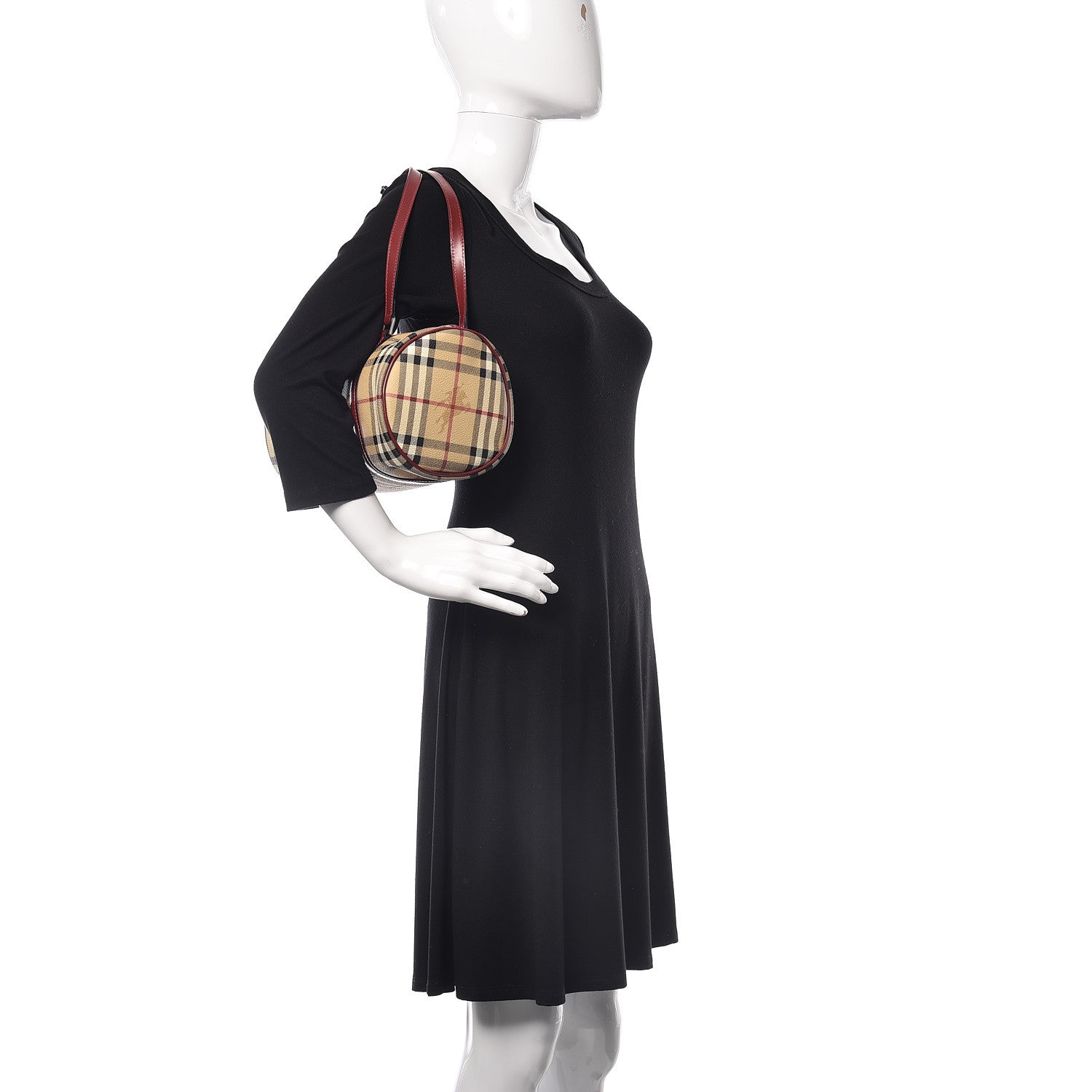 Burberry Haymarket Check Barrel Bag Red 2 of 11