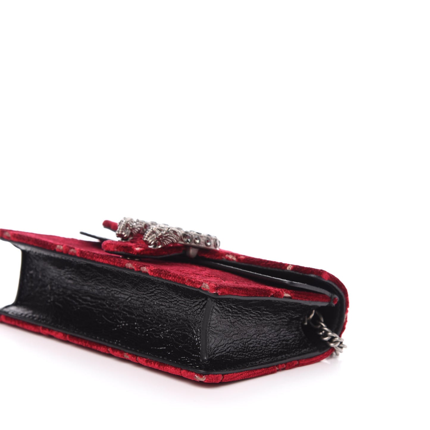 Velvet GG Monogram Super Mini Dionysus Shoulder Bag Red Cipria Black