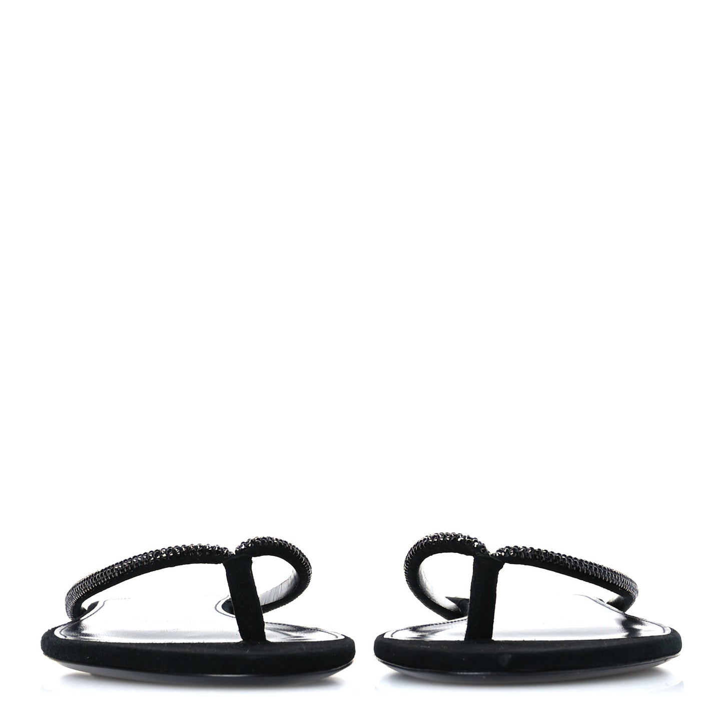 Kid Suede Strass Crystal Embellished Joni 05 Flat Sandals 37 Black