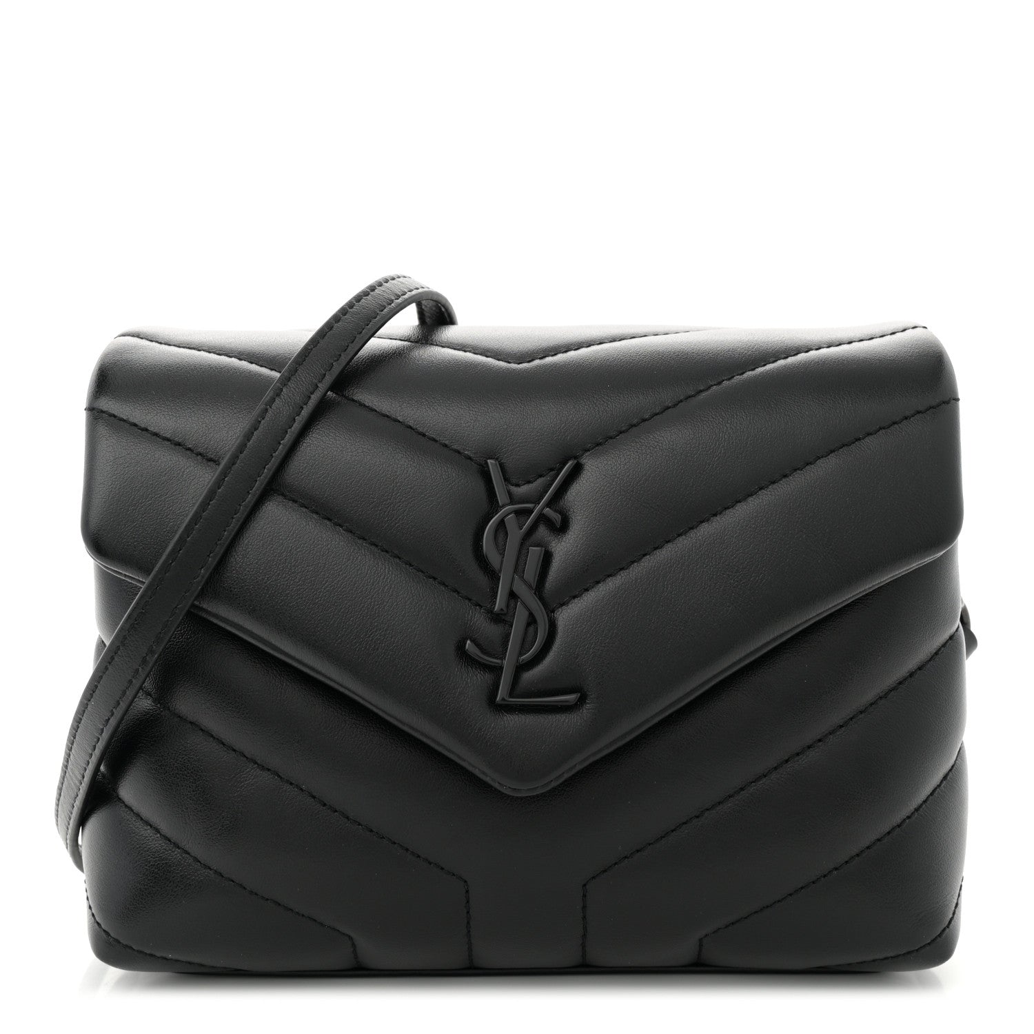 Saint Laurent Calfskin Y Quilted Monogram Monochrome Toy Loulou Crossbody Bag Black 1 of 11