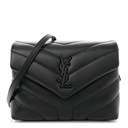 Saint Laurent Calfskin Y Quilted Monogram Monochrome Toy Loulou Crossbody Bag Black 1 of 11