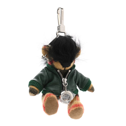Burberry Cashmere Thomas Biker Teddy Bear Keychain Charm Antique Yellow 1 of 4