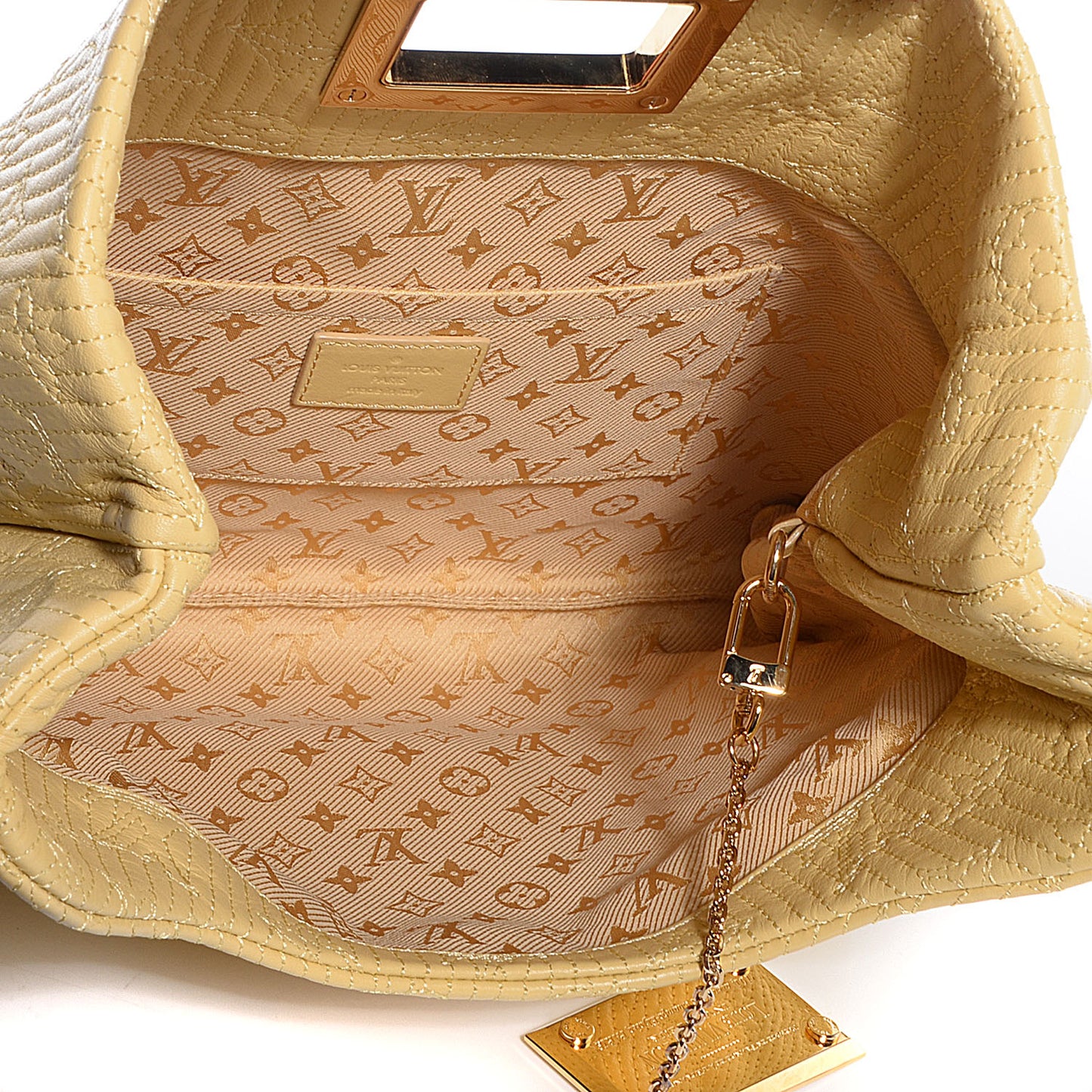 Calfskin Quilted Monogram Altair Clutch Jaune Pale
