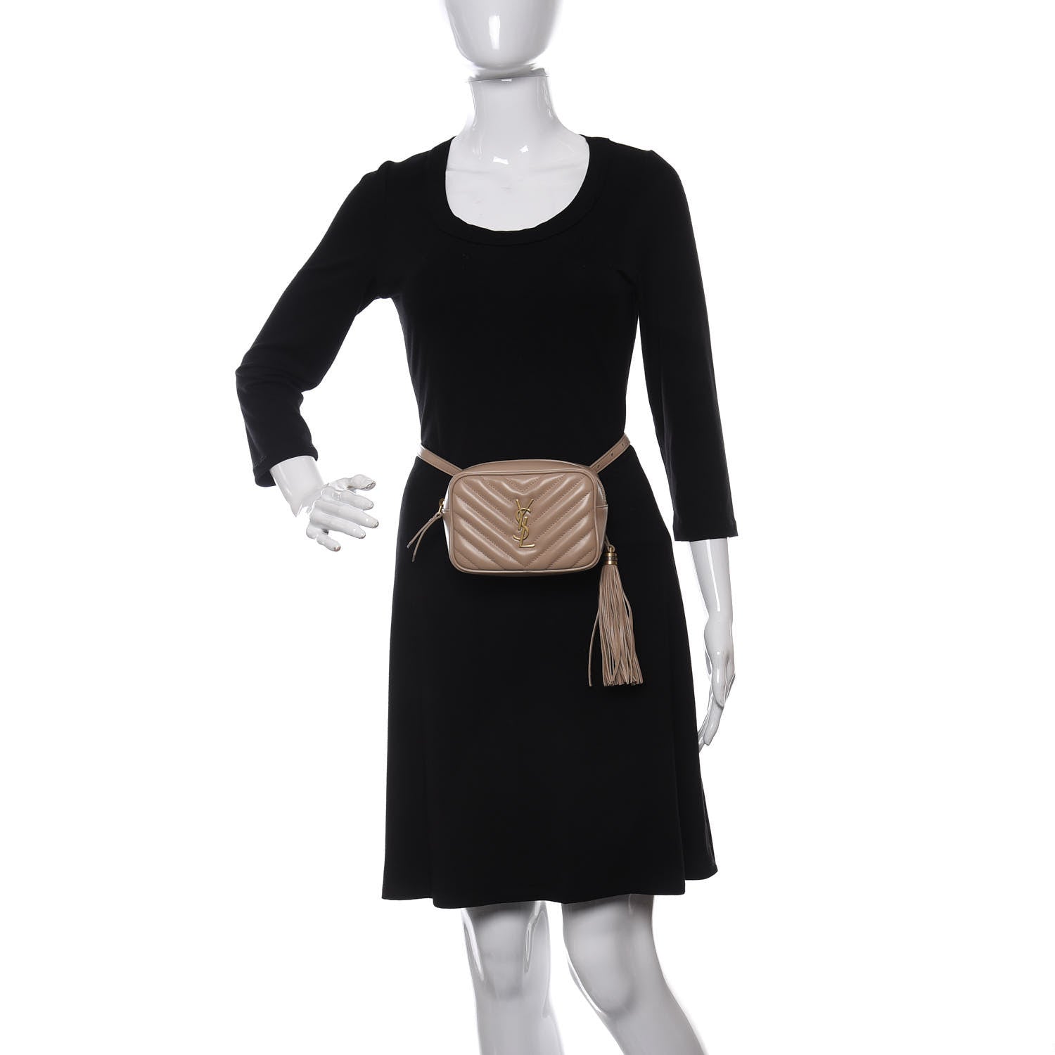 Saint Laurent Calfskin Matelasse Monogram Lou Belt Bag Latte 2 of 10