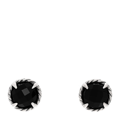 David Yurman Sterling Silver Black Onyx 8mm Chatelaine Earrings 1 of 4