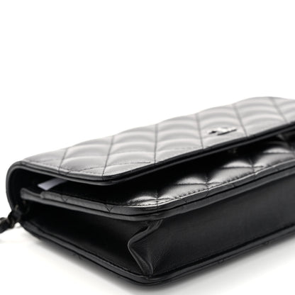 Chanel Lambskin Quilted Wallet On Chain WOC So Black 9 of 10