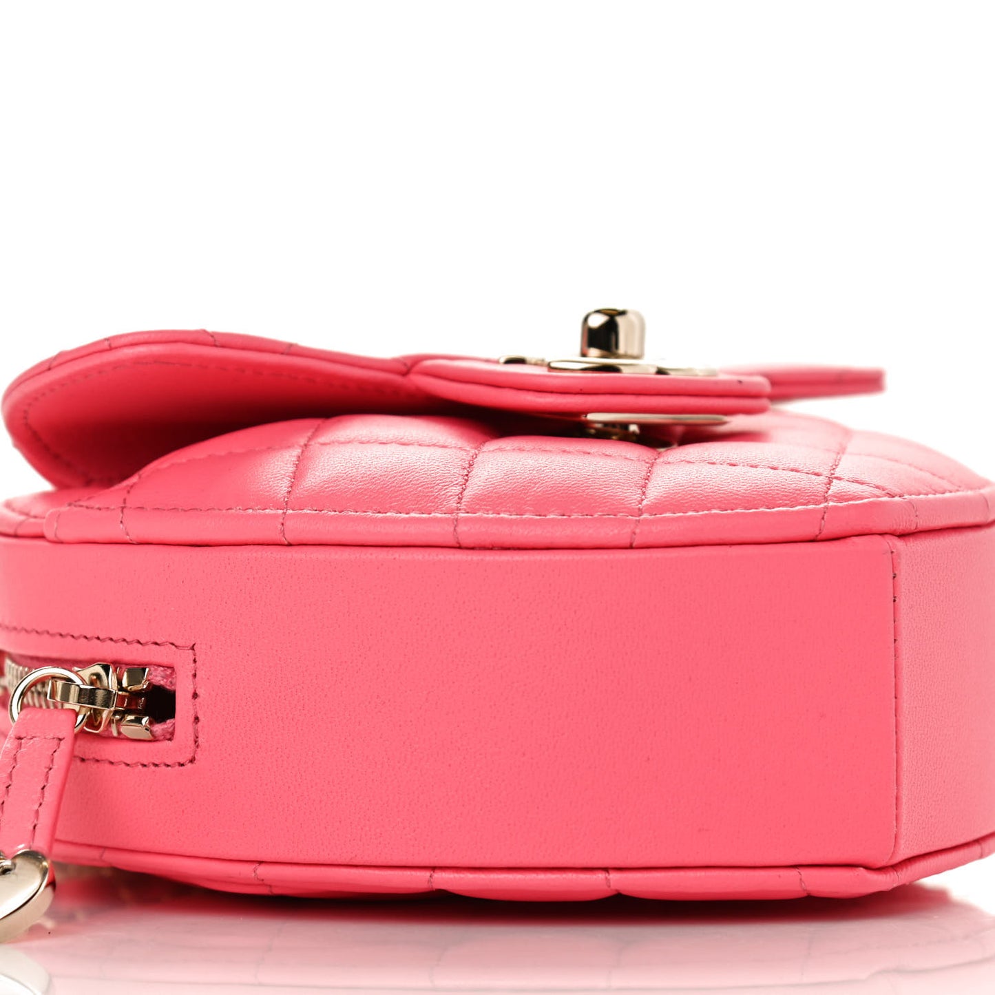 Lambskin Quilted CC In Love Heart Clutch With Chain Pink