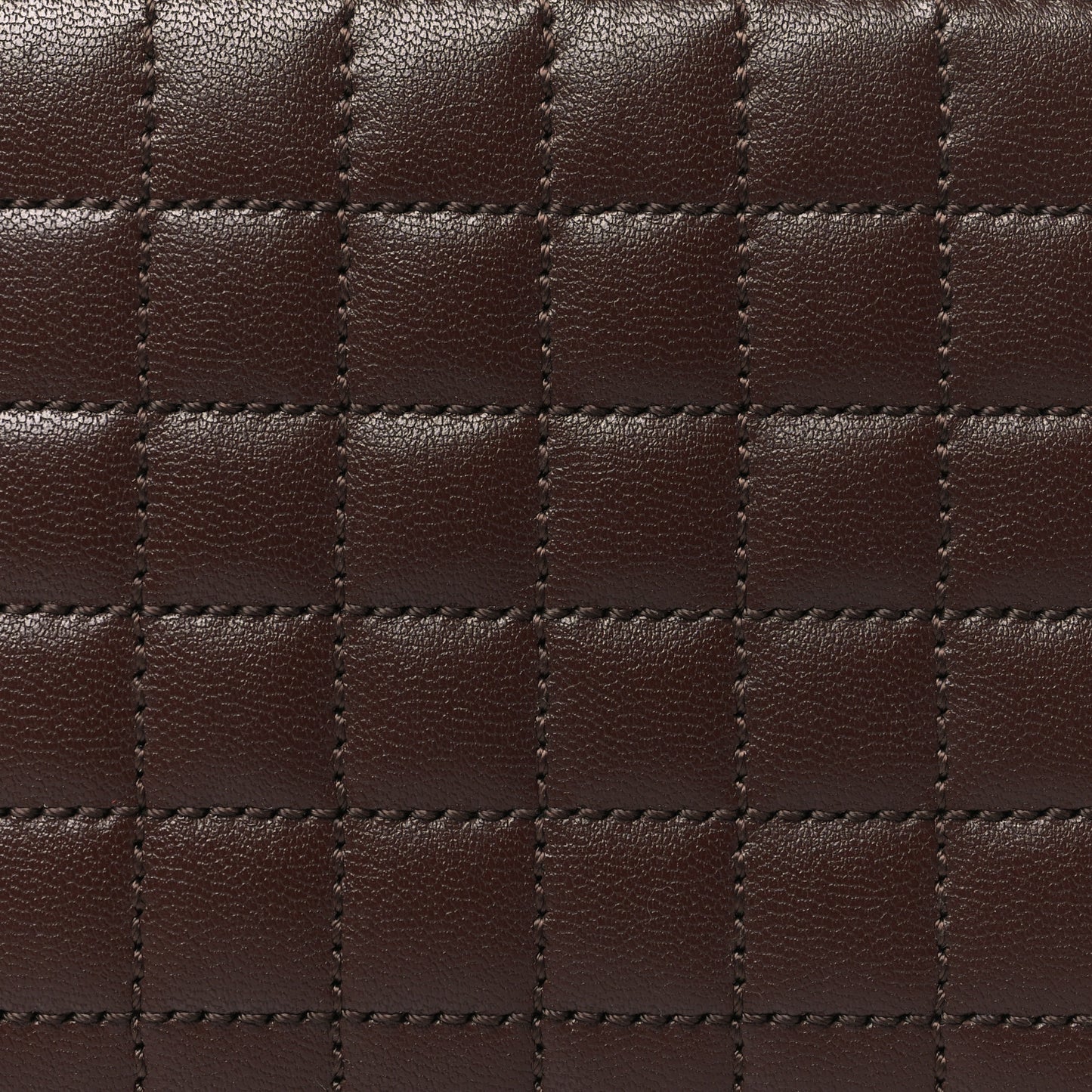 Lambskin Quilted C Charm Zip Around Wallet Brown