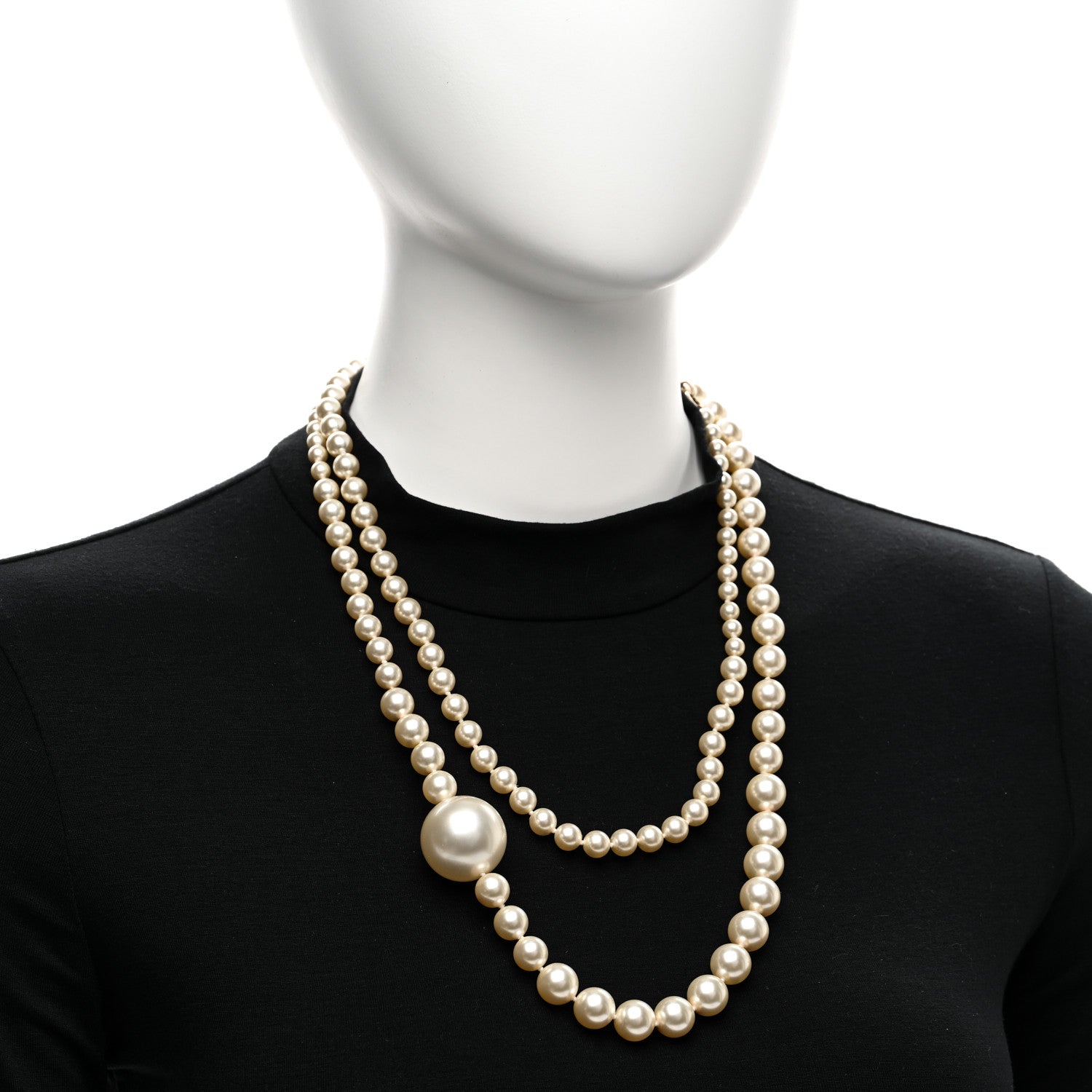 Chanel Graduated Pearl CC Long Necklace Gold 2 of 5