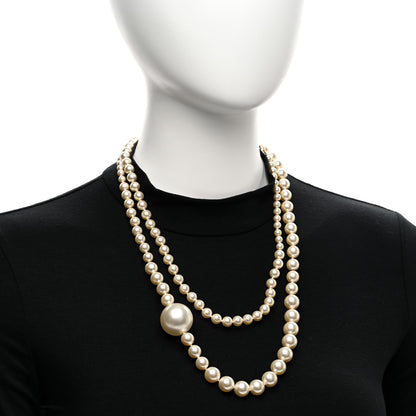 Chanel Graduated Pearl CC Long Necklace Gold 2 of 5