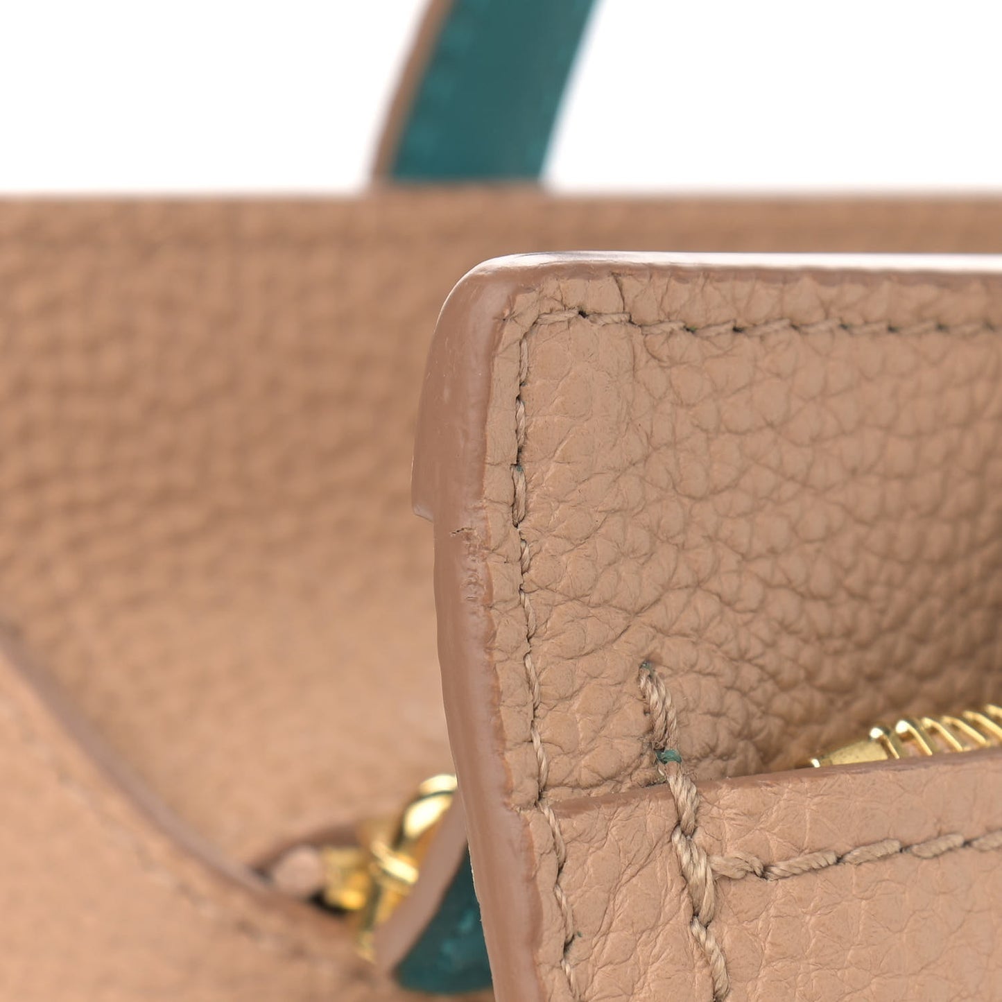 Hammered Calfskin Double Handle Small Amy Tote Beige Blue
