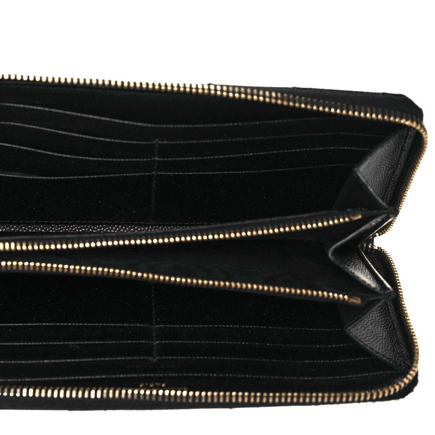 Saint Laurent Grain De Poudre Matelasse Chevron Monogram Zip Around Wallet Black 5 of 12