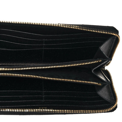 Saint Laurent Grain De Poudre Matelasse Chevron Monogram Zip Around Wallet Black 5 of 12