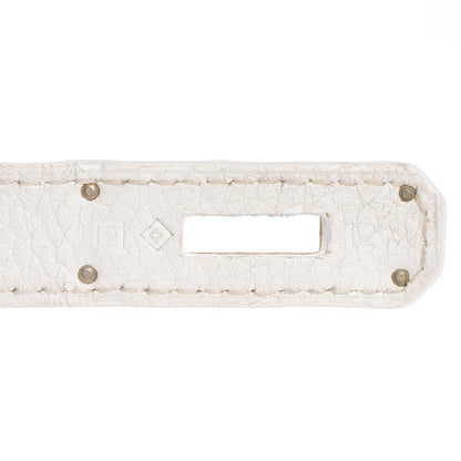 Hermes Taurillon Clemence Lizard Club Birkin 35 Blanc Gris Perle Sanguine 22 of 23