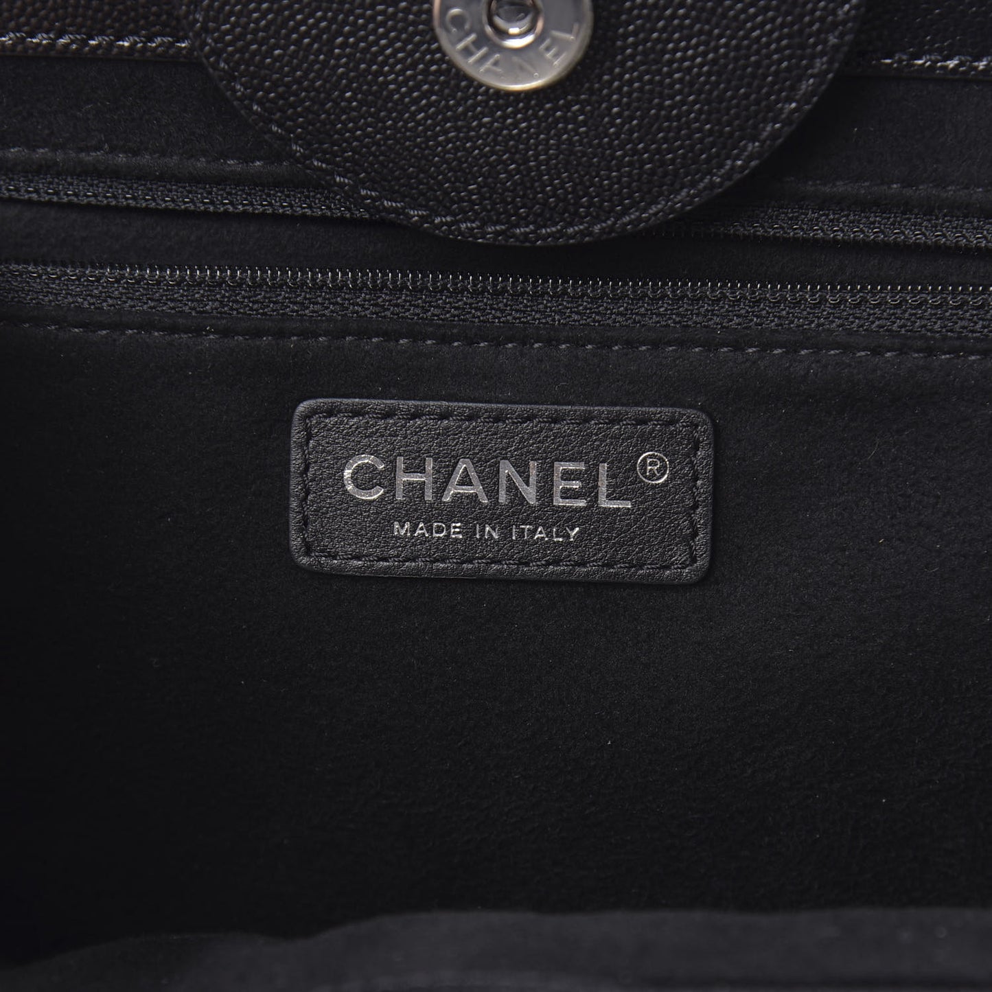 Caviar Medium Studded Deauville Tote Black