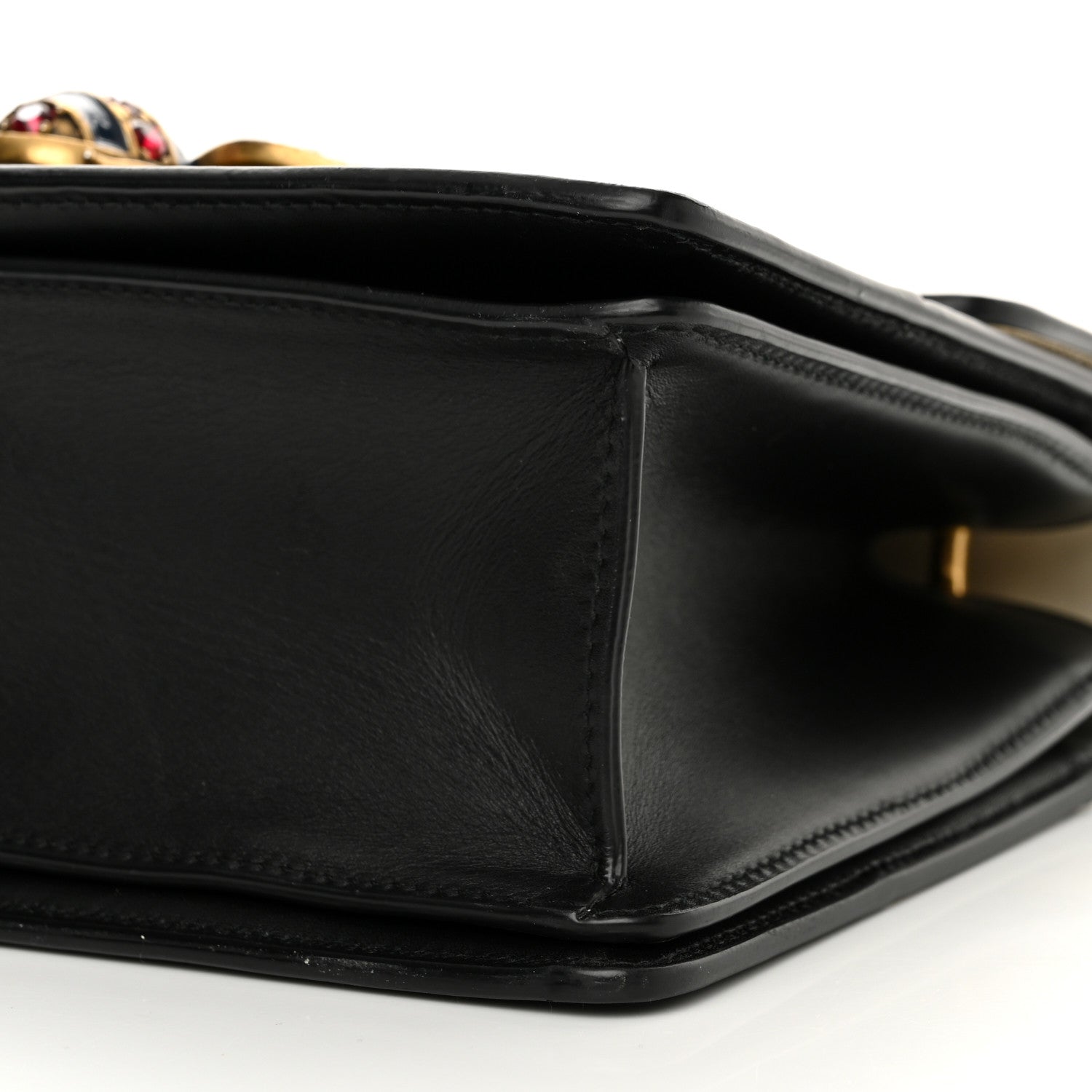 Gucci Calfskin Sylvie Web Small Queen Margaret Top Handle Bag Black White 9 of 14