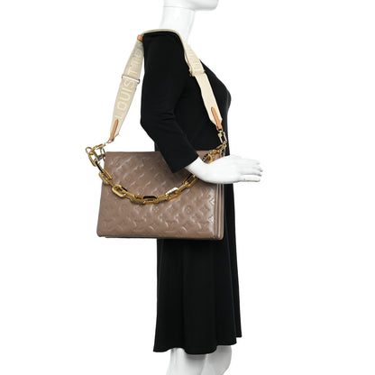 Louis Vuitton Lambskin Embossed Monogram Coussin MM Taupe 2 of 11