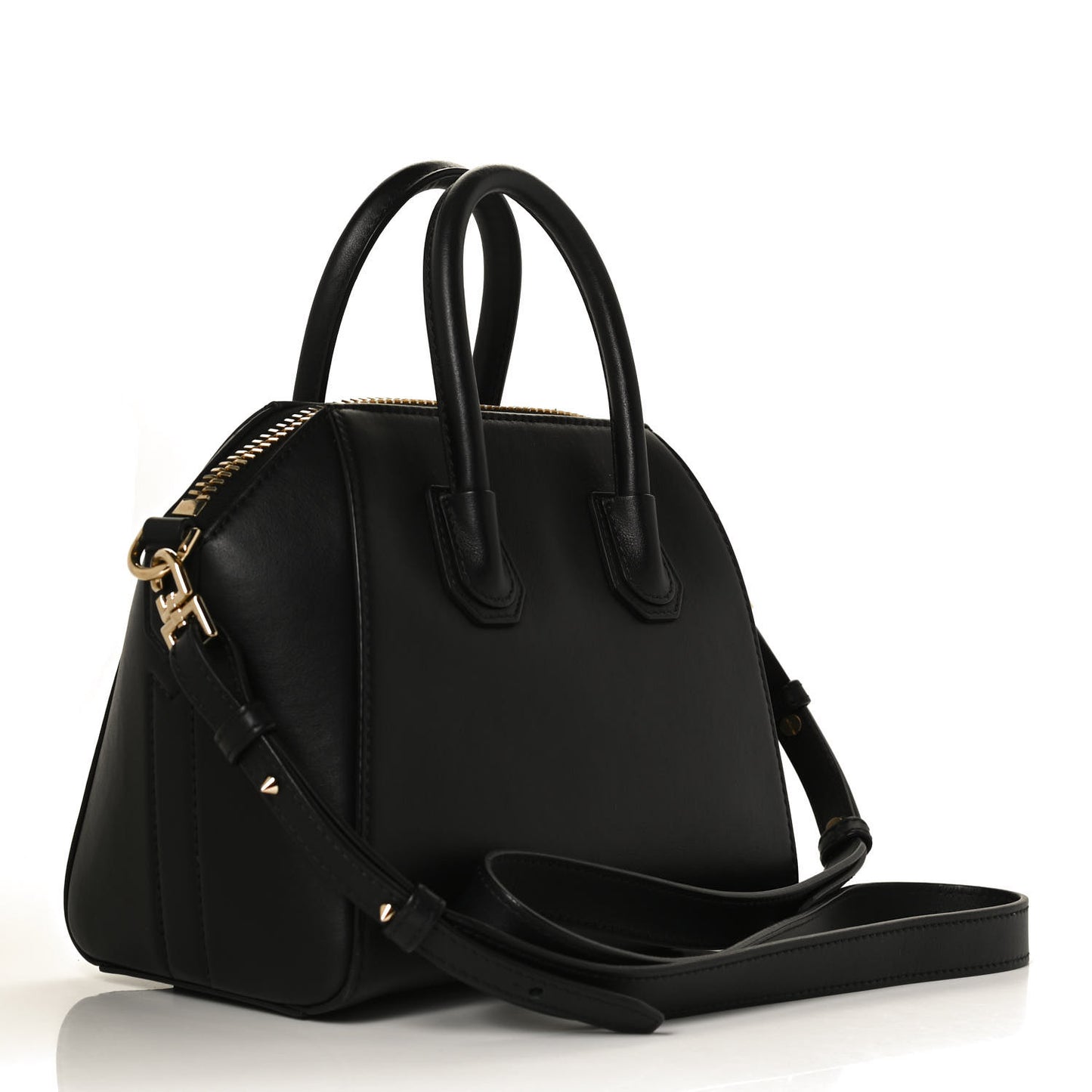 Calfskin Triangle Studded Small Antigona Black