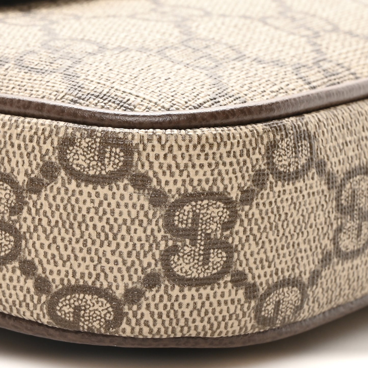 GG Supreme Monogram Textured Dollar Calfskin Web Mini Ophidia Envelope Shoulder Bag Beige Ebony New Acero