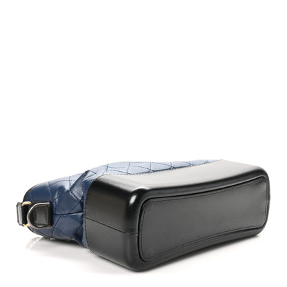 Chanel Aged Calfskin Quilted Medium Gabrielle Hobo Navy Black 4 of 10