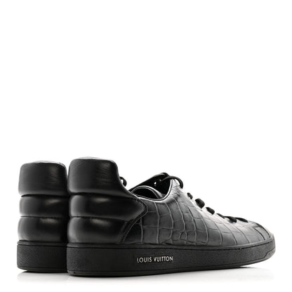 Louis Vuitton Calfskin Crocodile Embossed Frontrow Mens Sneakers 8 Black 8 of 20