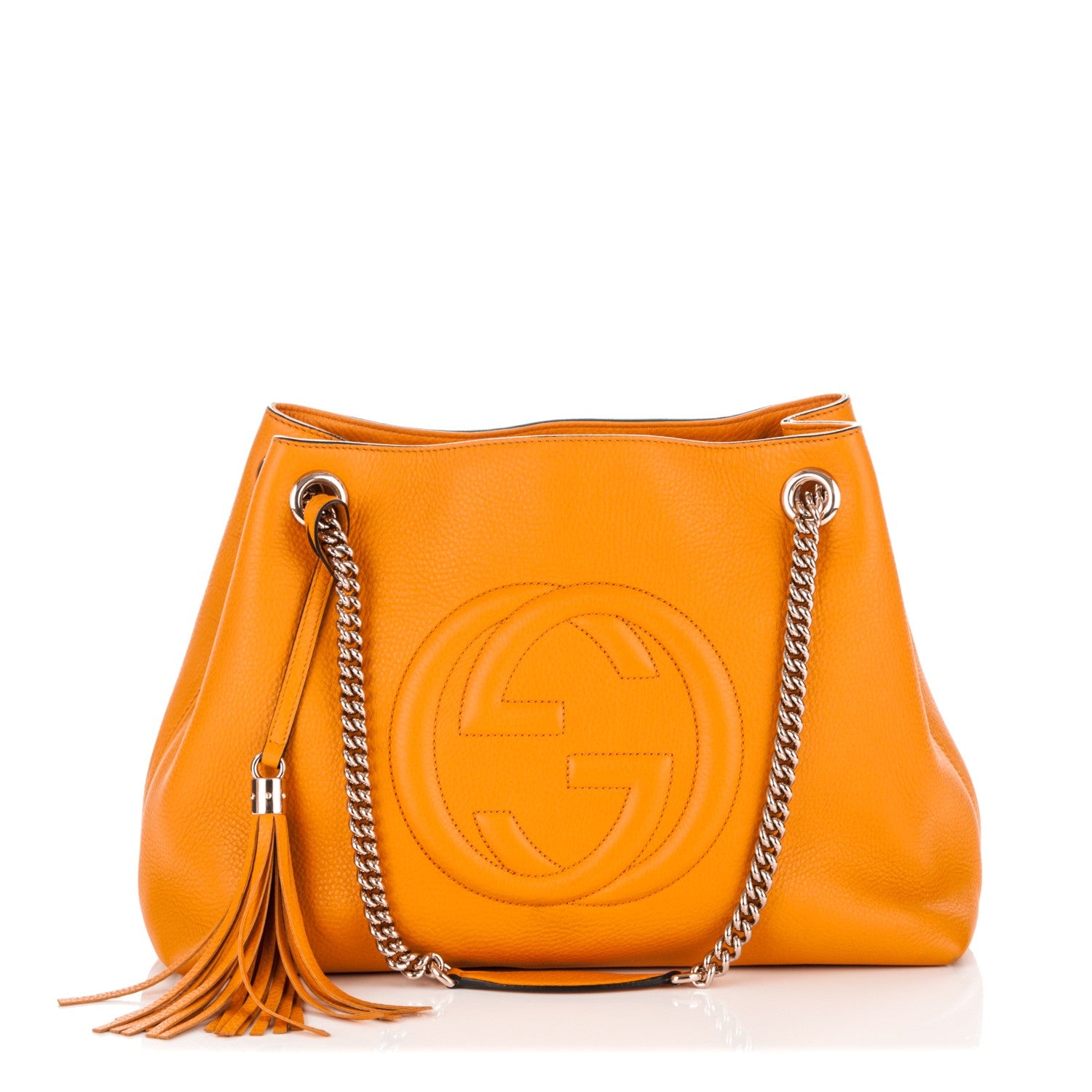 Gucci Pebbled Calfskin Medium Soho Chain Shoulder Bag Curcuma 1 of 7