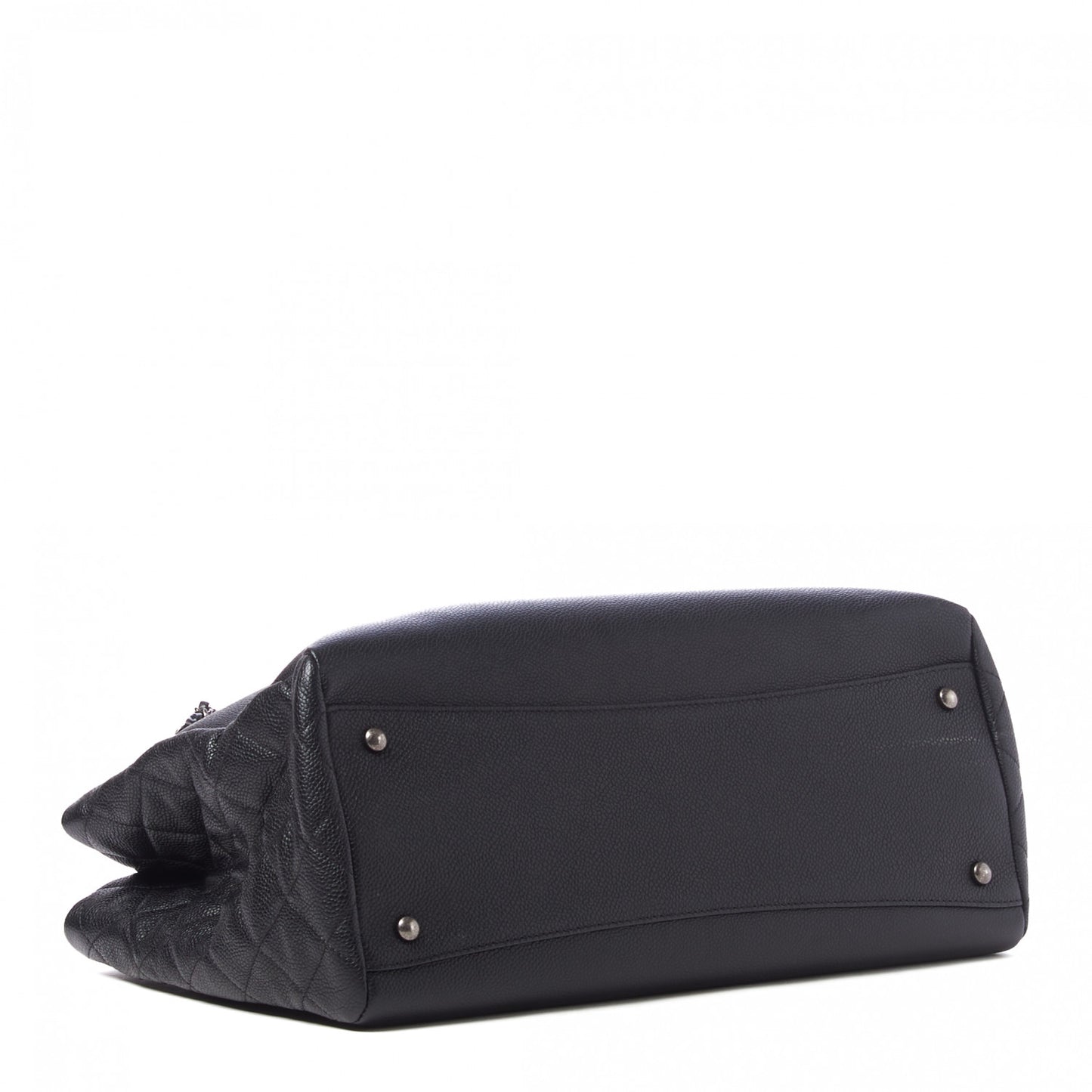 Caviar Lambskin Quilted Large Coco Break Shopping Bag Black
