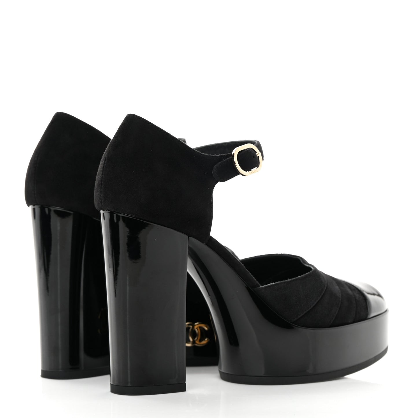 Patent Suede CC Platform Pumps 37.5 Black
