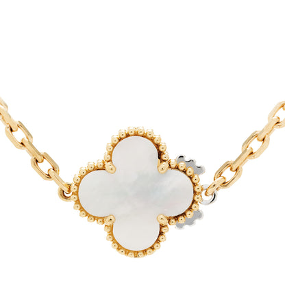 Van Cleef & Arpels 18K Yellow Gold Onyx Mother of Pearl 16 Motifs Magic Alhambra Necklace 4 of 6