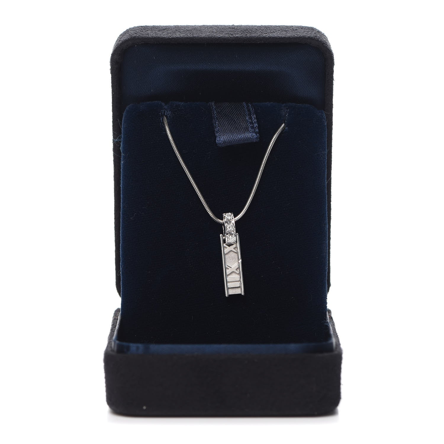 Tiffany 18K White Gold Diamond Atlas Bar Drop Pendant Necklace 6 of 6