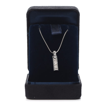 Tiffany 18K White Gold Diamond Atlas Bar Drop Pendant Necklace 6 of 6