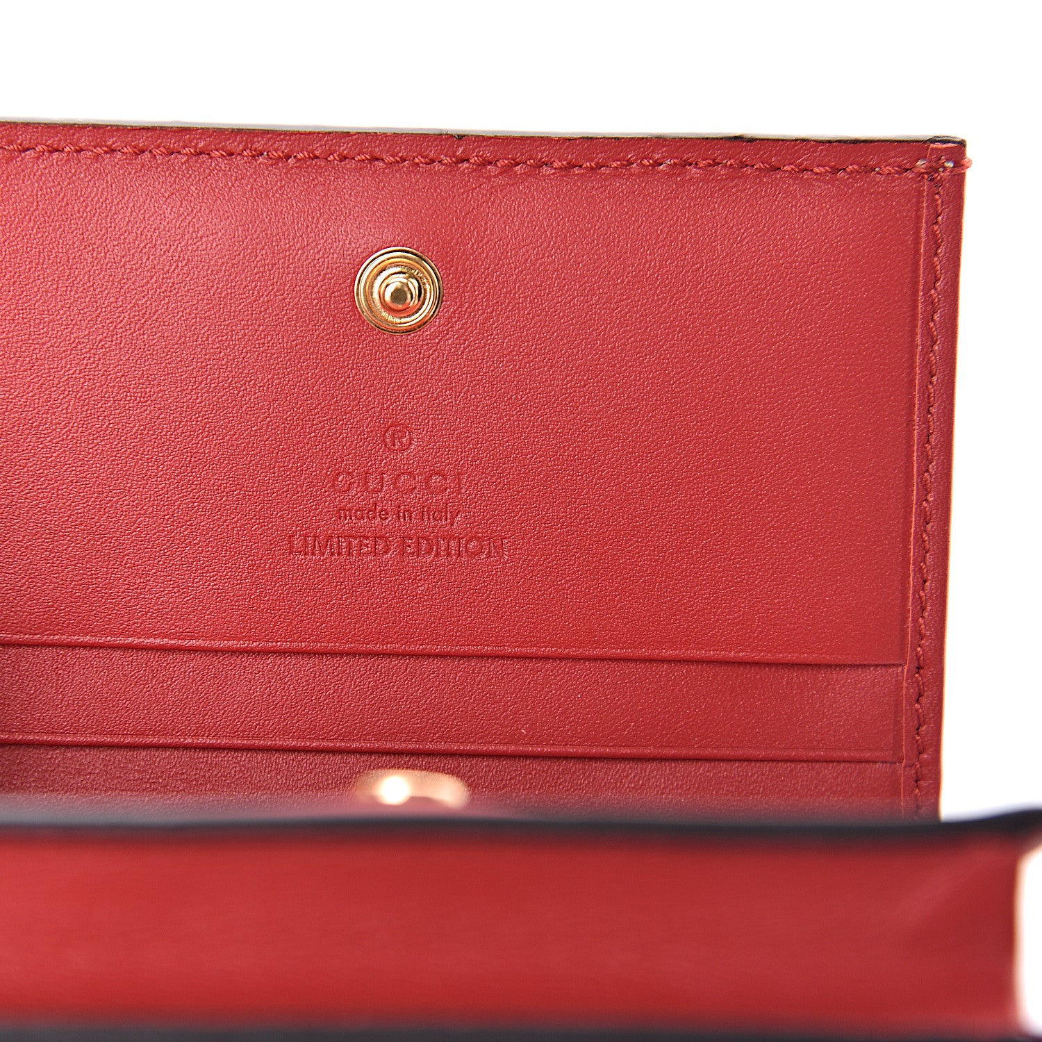 Gucci GG Supreme Monogram Bosco Patch Card Case Wallet Beige Malva Hibiscus Red 6 of 8